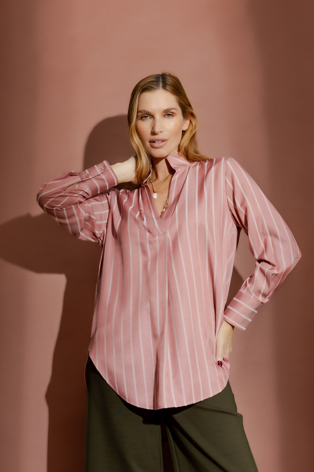 Pink Stripe Blogger Shirt
