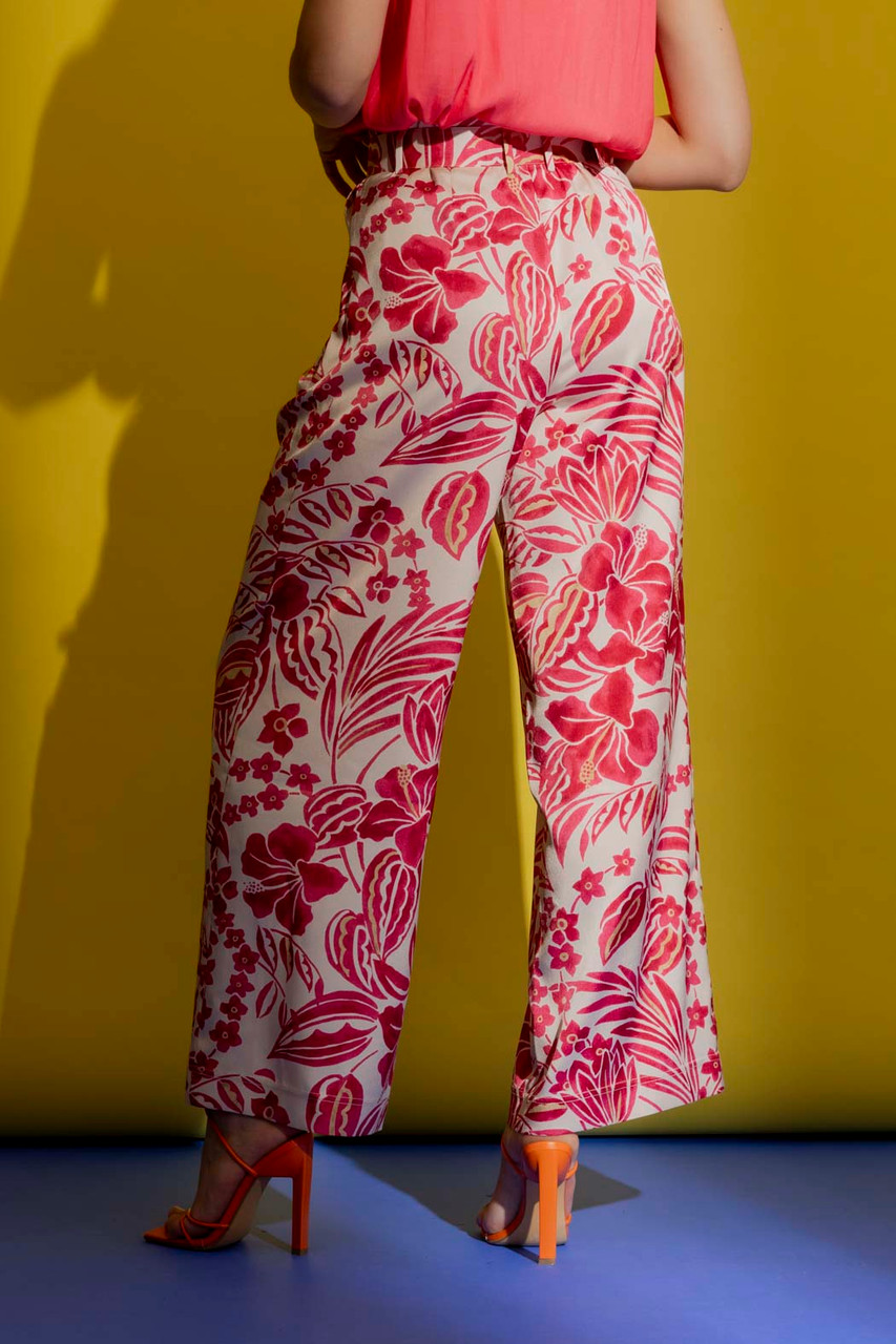 Liquorish Floral Print Tailored Red Trousers – Liquorish Online