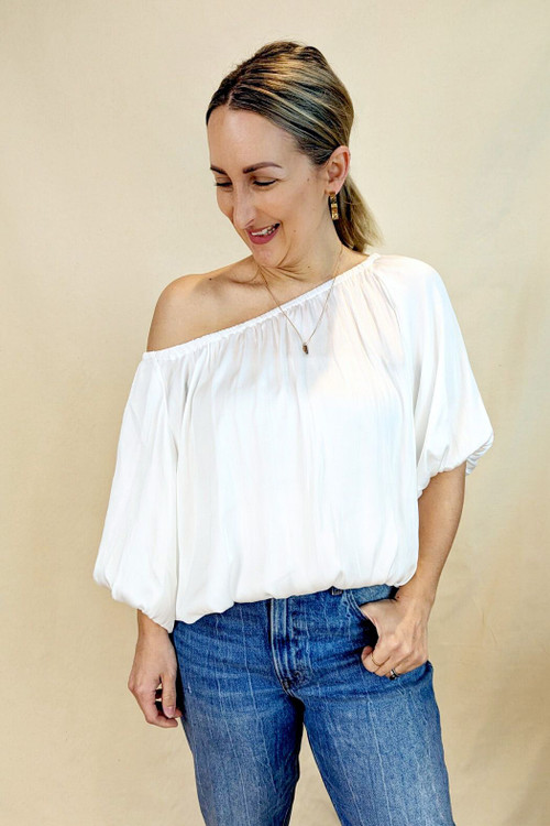 White Silky Off Shoulder Top