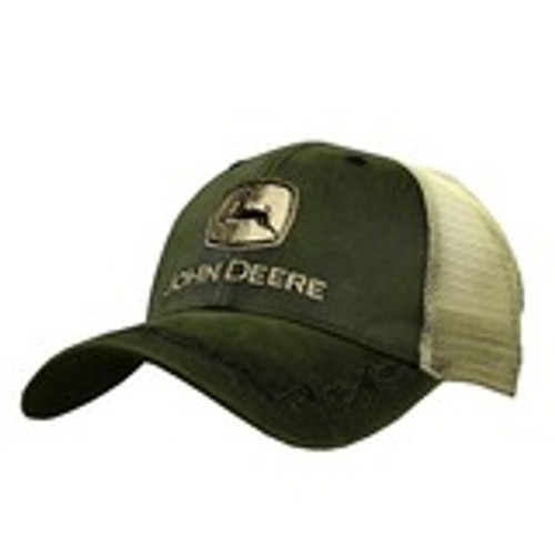 Mens Olive Oilskin Front Cap