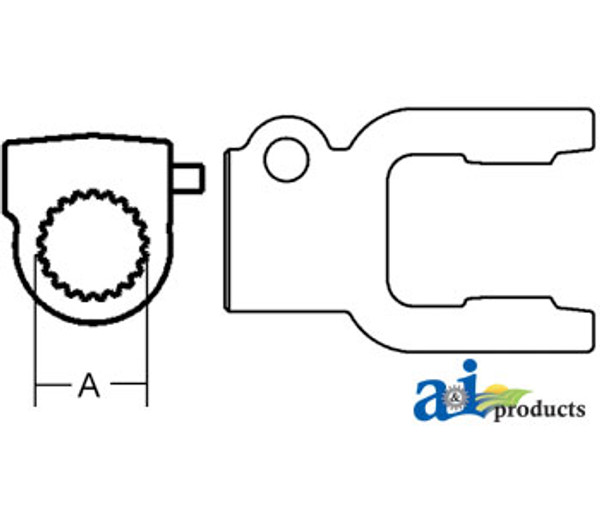 Tractor Yoke, Splined 1 3/8" - 21 Spline w/ QDP