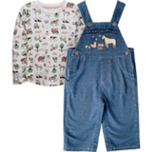 Infant Girl Overalls Set