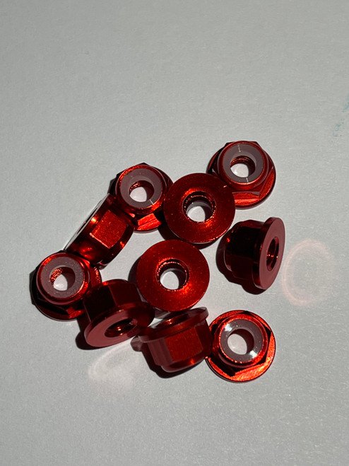 M4 Lock Nut Flanged Aluminum Red (10)