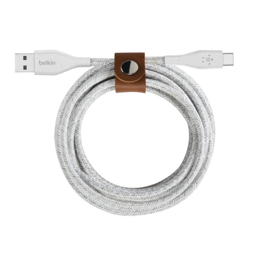 F2CU069BT10-WHT - Belkin DURATEK PLUS USB-C TO USB-A CABLE WITH STRAP,10FT,BLACK