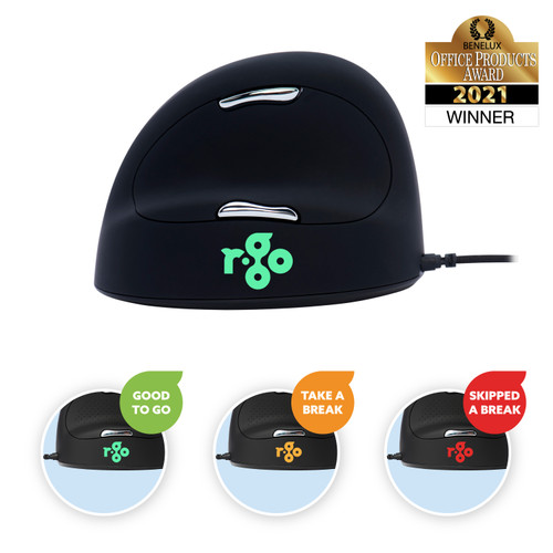 RGOBRHEMLL - R-Go Tools HE BREAK MOUSE, ERGONOMIC MOUSE, ANTI-RSI SOFTWARE, LARGE (HAND SIZE ABOVE