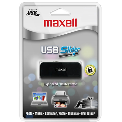 503101 - Maxell 4GB USB BLACK SLIDER USB-204BK