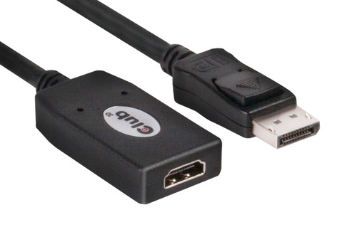 CAC-1001 - CLUB3D DISPLAY PORT 1.2 MALE TO HDMI 1.3 FEMALE PASSIVE ADAPTER, SUPPORTS HD UP TO FULL