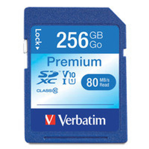 Verbatim VERBATIM PREMIUM SDXC MEMORY CARD, 99828, 256GB, 133X, UHS-1, CLASS 10, TAA256GB