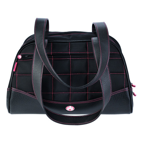 ME-SUMO22D1XS - Mobile Edge SUMO DUFFEL - BLACK W/PINK STITCHING - SMALL,FAUX LEATHER/1680D BALLISTIC NYLON