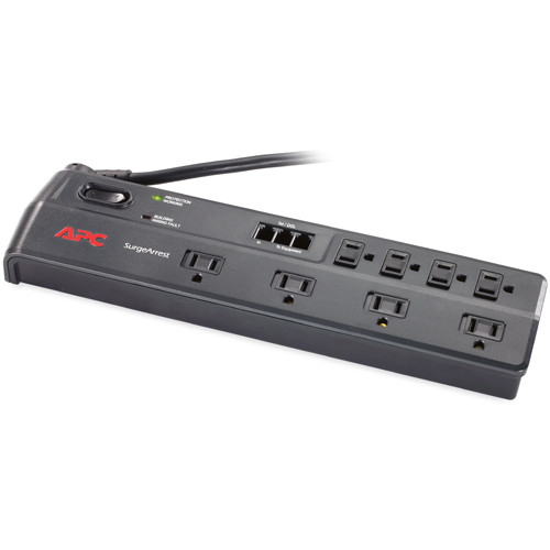 P8T3 - APC HOME/OFFICE SURGEARREST 8 OUTLETS WITH TEL2/SPLITTER JACKS, 120V COLOR BLACK