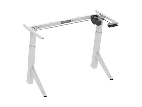 36077 - Monoprice SIT-STAND DESK, FRAME ONLY, 1-MOTOR, ANGLED, BUILT-IN CASTERS, WHITE