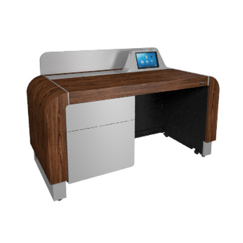 L7-F61A-WD-SLHB9 - MIDDLE ATLANTIC PRODUCTS PRE-CONFIGURED L7 SERIES LECTERN IN MONTANA WALNUT WITH SILVER ACCENTS