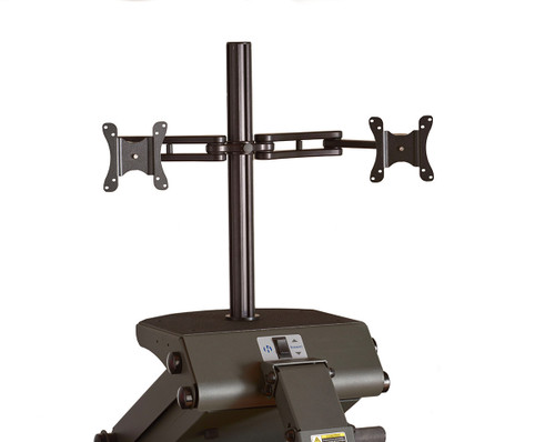 6912 - ERGONOMIC DUAL MONITOR MOUNT ALLOWS TILT, PAN, ROTATION, DISPLAY HEIGHT AND FOCA