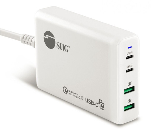 AC-PW1P11-S1 - Siig DUAL USB-C PD & QC 3.0 CHARGER WHITE