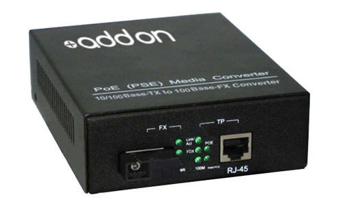 ADD-FMCP-FX-SC - AddOn Networks ADDON 10/100BASE-TX(RJ-45) TO 100BASE-FX(SC) MMF 1310NM 2KM POE MEDIA CONVERTER