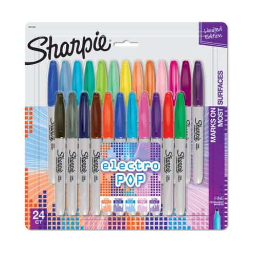 1927350 - Sharpie Electro Pop permanent marker Fine tip Assorted colors 24 pc(s)