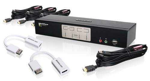 GCS1794DPKIT - iogear 4-PORT HDMI KVMP SWITCH WITH DISPLAYPORT ADAPTERS