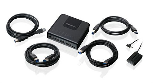 GUS434 - iogear 4X4 USB 3.0 PERIPHERAL SHARING SWITCH PROVIDES A CONVENIENT MEANS TO SHARE FOUR