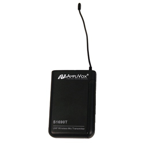 S1690T - AmpliVox 16 CHANNEL UHF WIRELESS BODYPACK TRANSMITTER. FREQUENCY: 584 MHZ - 608 MHZ