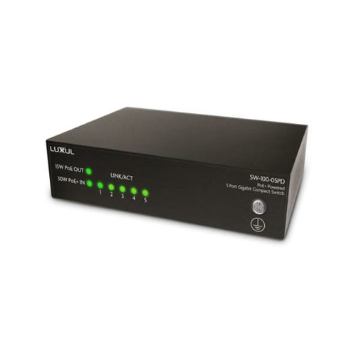 SW-100-05PD - Luxul Wireless 5 PORT GB DESKTOP SWITCH W/PD POWER