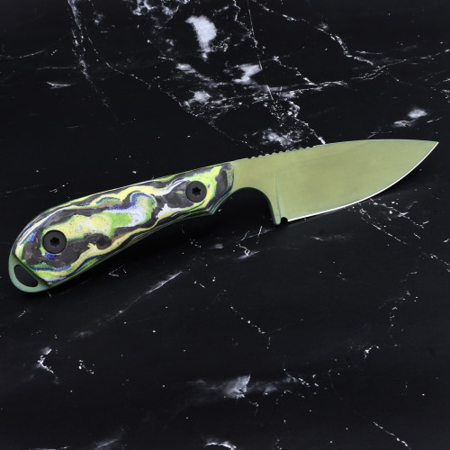 Custom M1 Caper - Seaweed Green PVD - Carbon Fiber G10 Burl