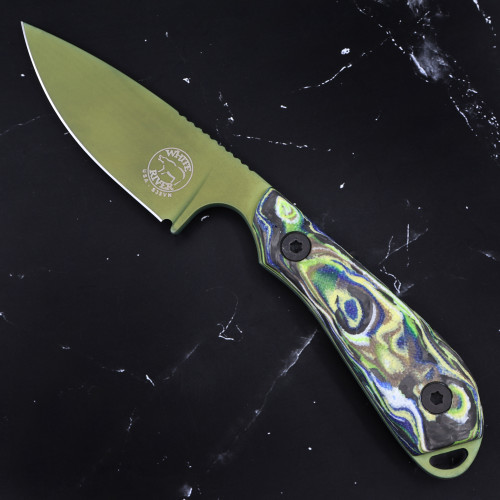 Custom M1 Caper - Seaweed Green PVD - Carbon Fiber G10 Burl