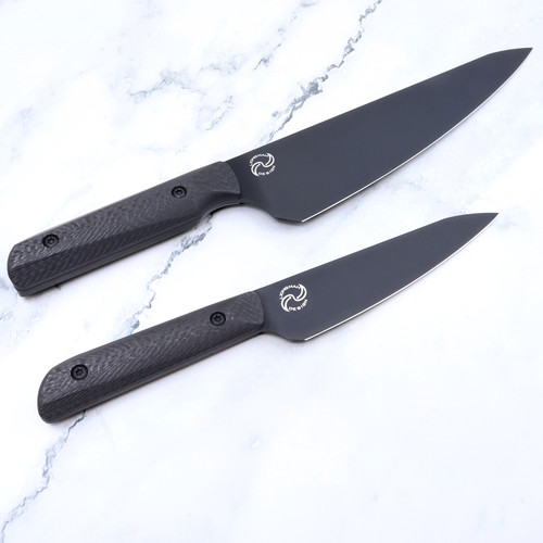 Custom Liong Mah Chef Knives Set - Black PVD - Carbon Fiber