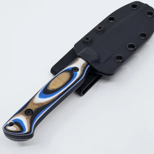 Custom Small Game -  Magnacut - Black Cerakote - Black / White / Blue Gwood Handle