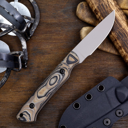 Custom Small Game -  Grey Cerakote - Black / Tan G10 Burl