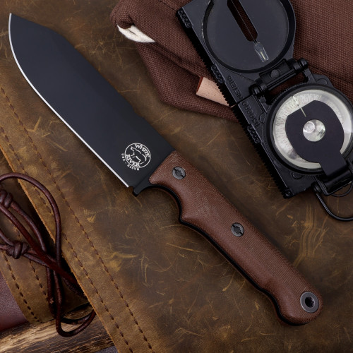 Custom FC5 - Black Cerakote - Saddle Brown Micarta Handle