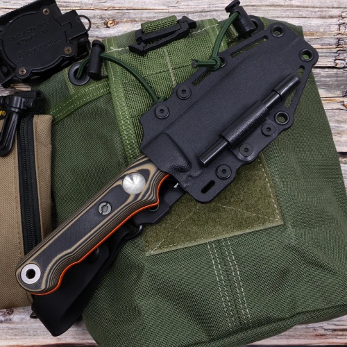 Custom FC4 - Orange Cerakote - Black / Tan G10 Handle