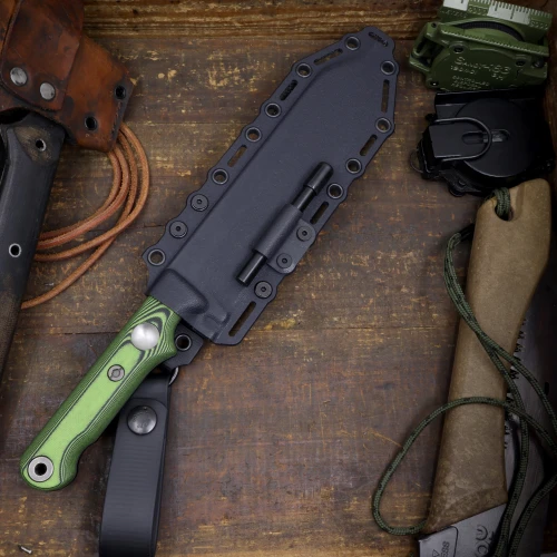 Custom FC7 - Black Cerakote - Black / Green G10 Handle