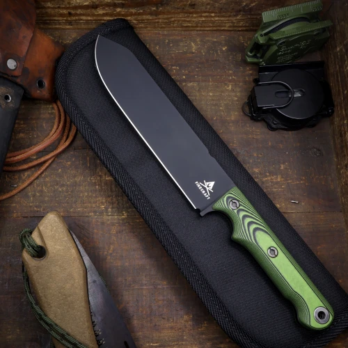 Custom FC7 - Black Cerakote - Black / Green G10 Handle