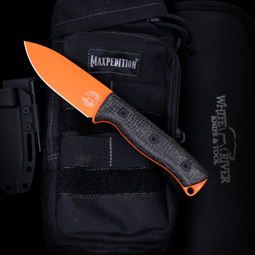 Custom Ursus Cub - Black Burlap Micarta - Orange Cerakote