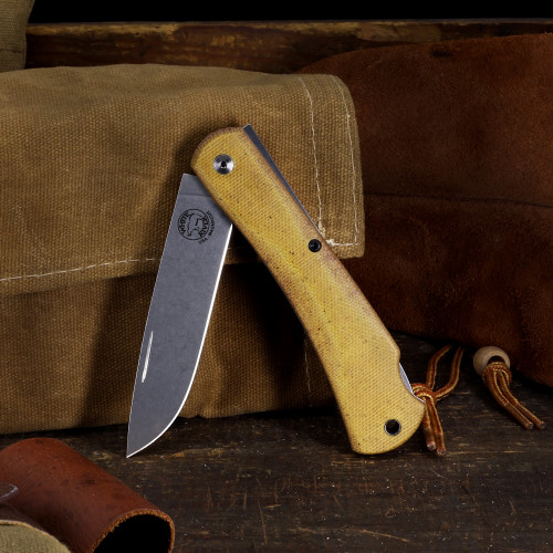 Mudbug Folding Knife natural canvas micarta