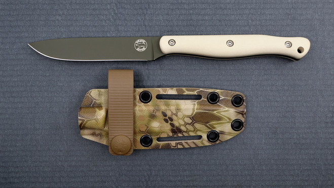 Custom Exodus 4 - Ivory Micarta - OD Blade - Hex Cam Sheath