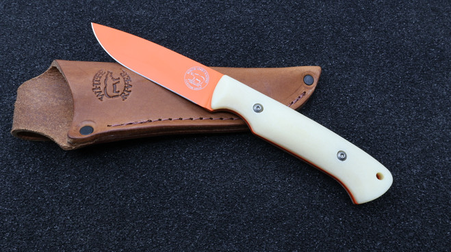 Custom Hunter - Orange Cerakote - Ivory Micarta