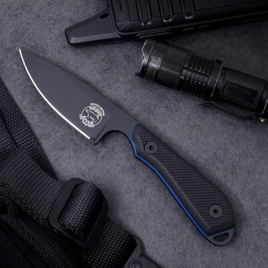 Custom Model 1 - S90V - Black Cerakote - Black G10 Blue Liner