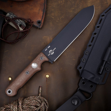 Custom FC7 - Black Cerakote - Saddle Brown Micarta Handle
