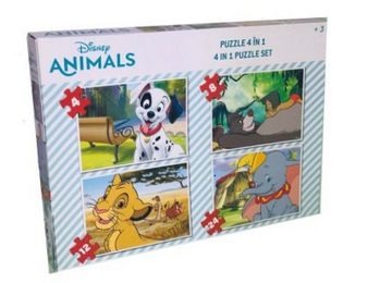 Disney Animals - 4 Puzzles in 1