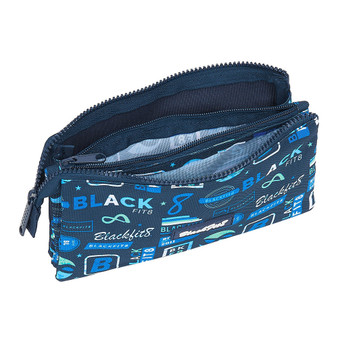 Blackfit8 Blue 3 Compartment Pencil Case