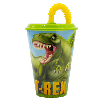 Dinosaur sport tumbler with straw