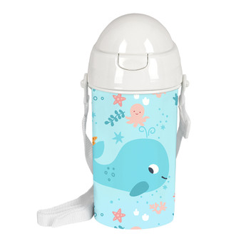 Whale 500ml bottle with straw
