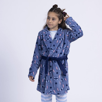 Stitch fleece bathrobe