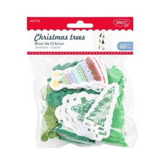 Foam stickers xmas trees x 60pcs