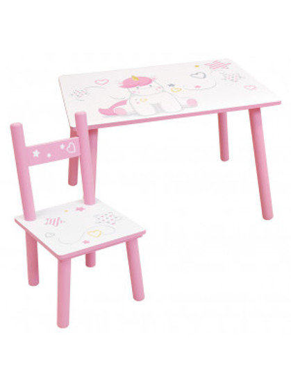 Unicorn wooden table&chair