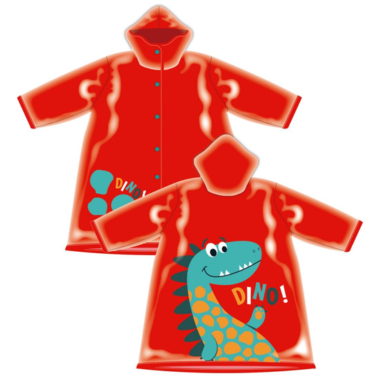 Dinosaur red pvc raincoat