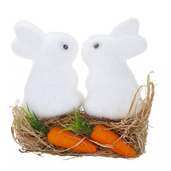 Easter Bunnies with Grass and Carrots
