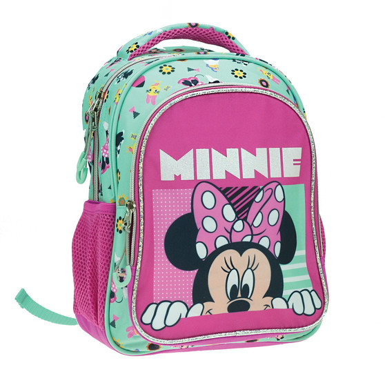 Minnie mint&pink 32cm 2 zip backpack