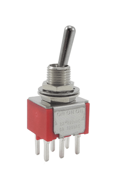 Mini-Toggle DPDT (ON-ON-ON type 2)  PC Pin
